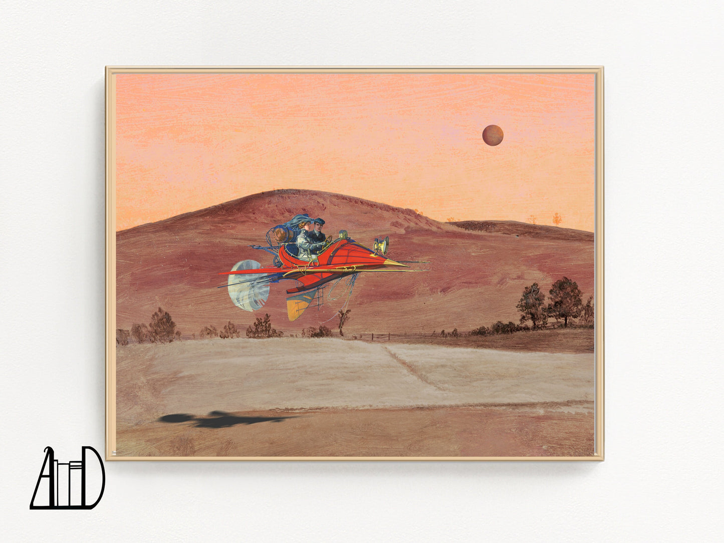 Steampunk Art Print, Fantasy Retrofuturism Wall Art, Victorian Desert Sci-Fi Print, Quirky Home Decor