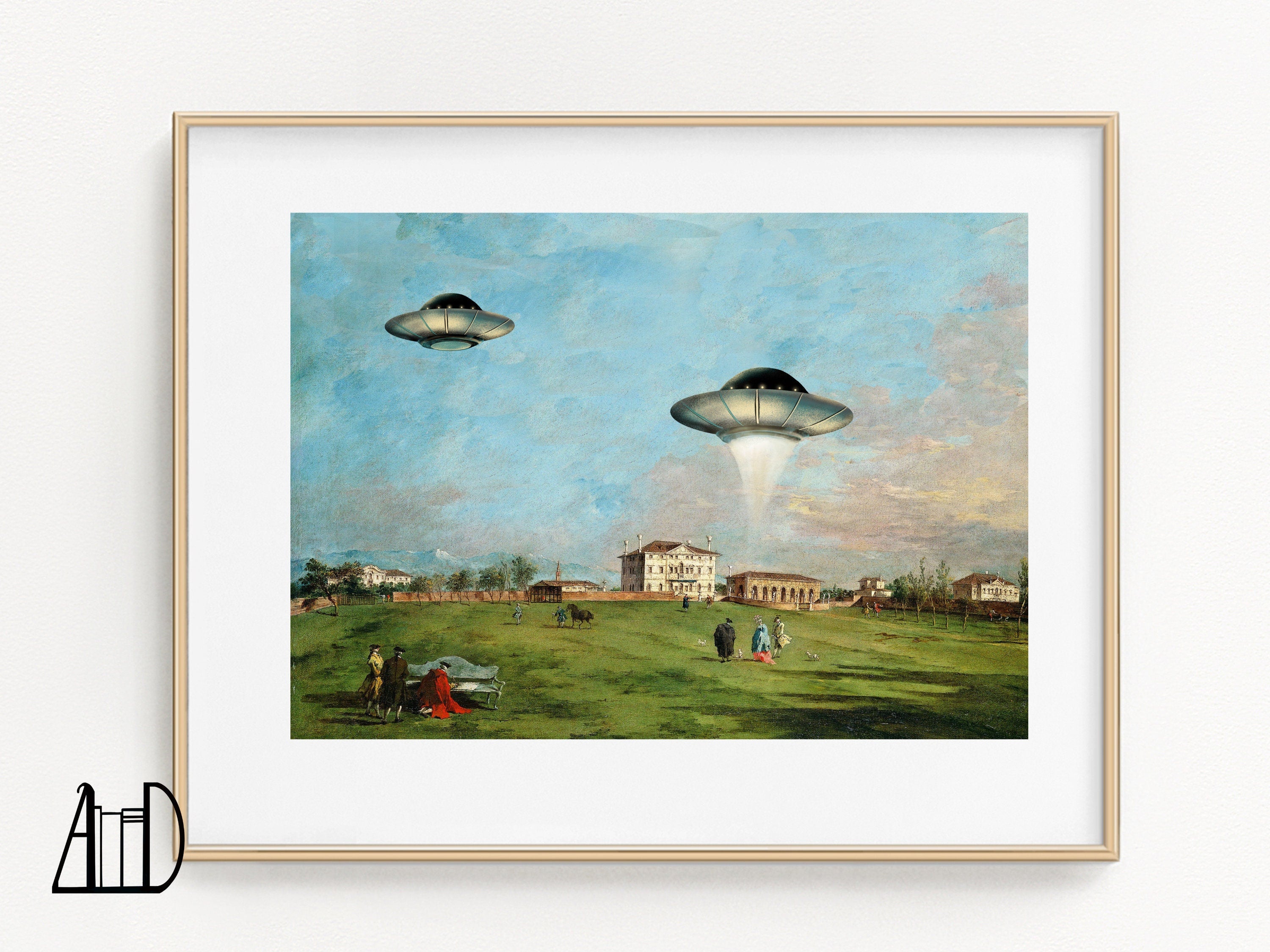 UFO Art Print Wall Art Flying Saucer Vintage Altered Art Classical I ufo-art-print-wall-art-flying-saucer-vintage-altered-art-classical-i