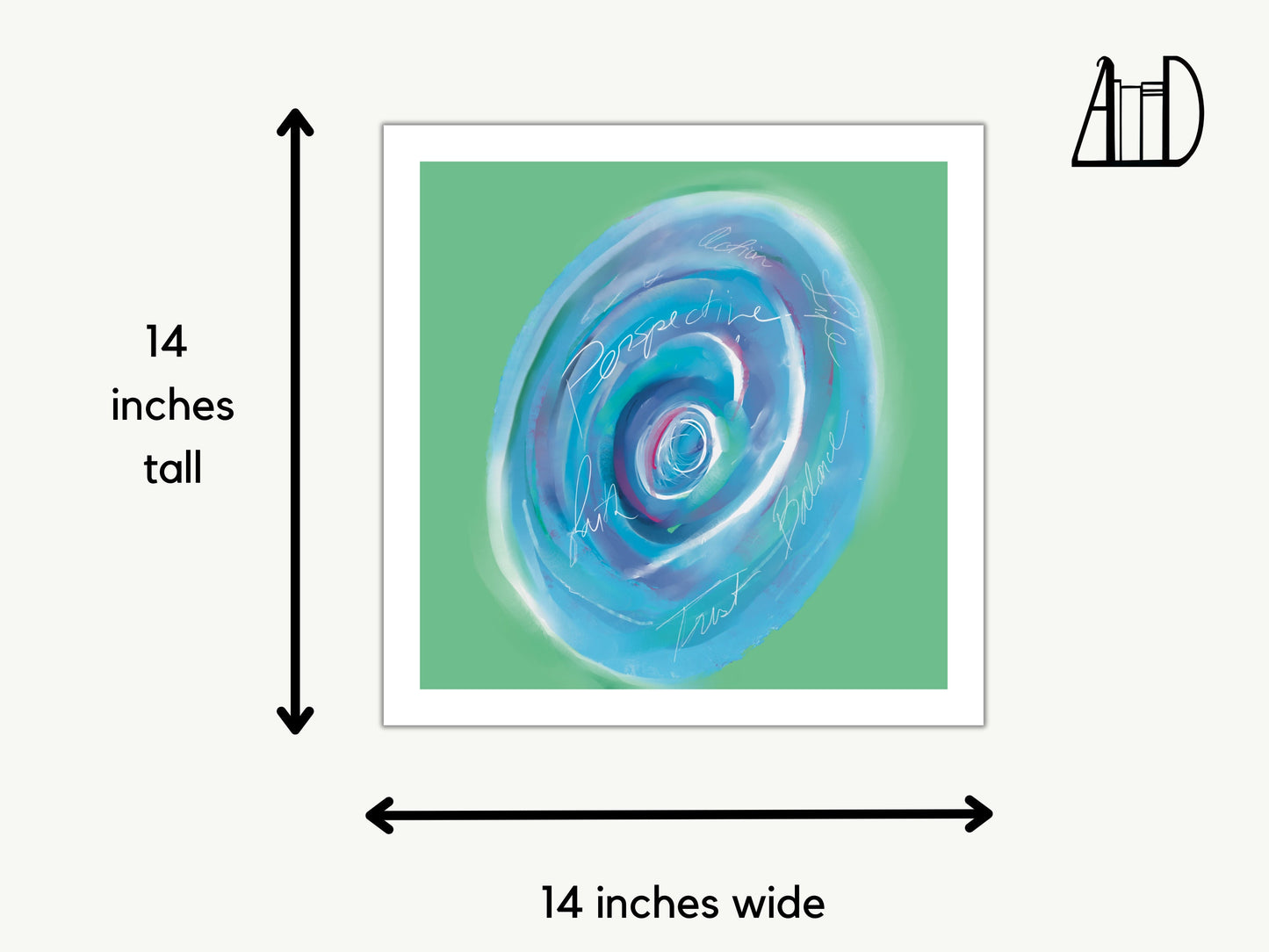 Inspirational Wall Art Print, Encouraging Inspiring Modern Colorful Blue Swirl Decor
