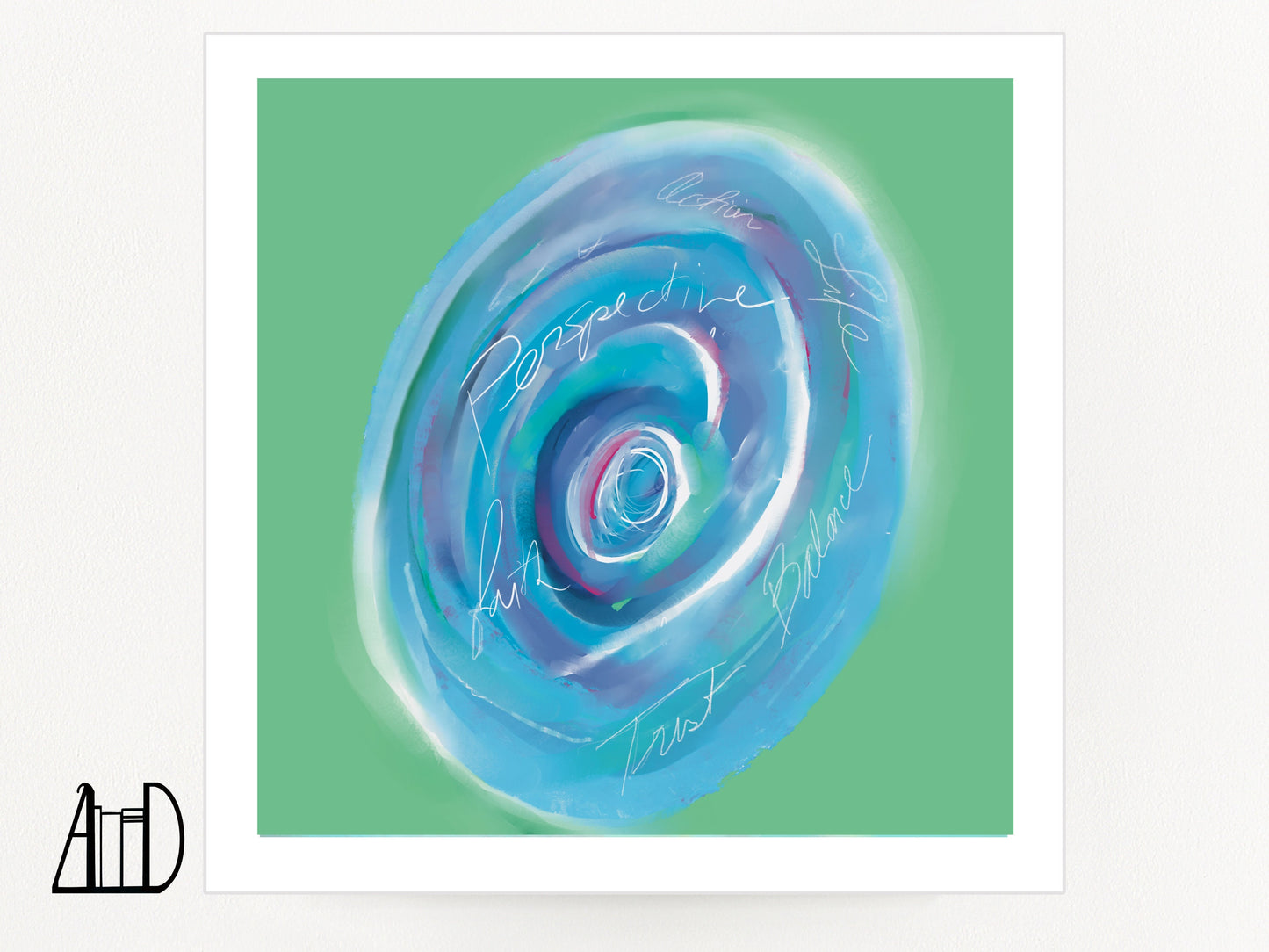 Inspirational Wall Art Print, Encouraging Inspiring Modern Colorful Blue Swirl Decor