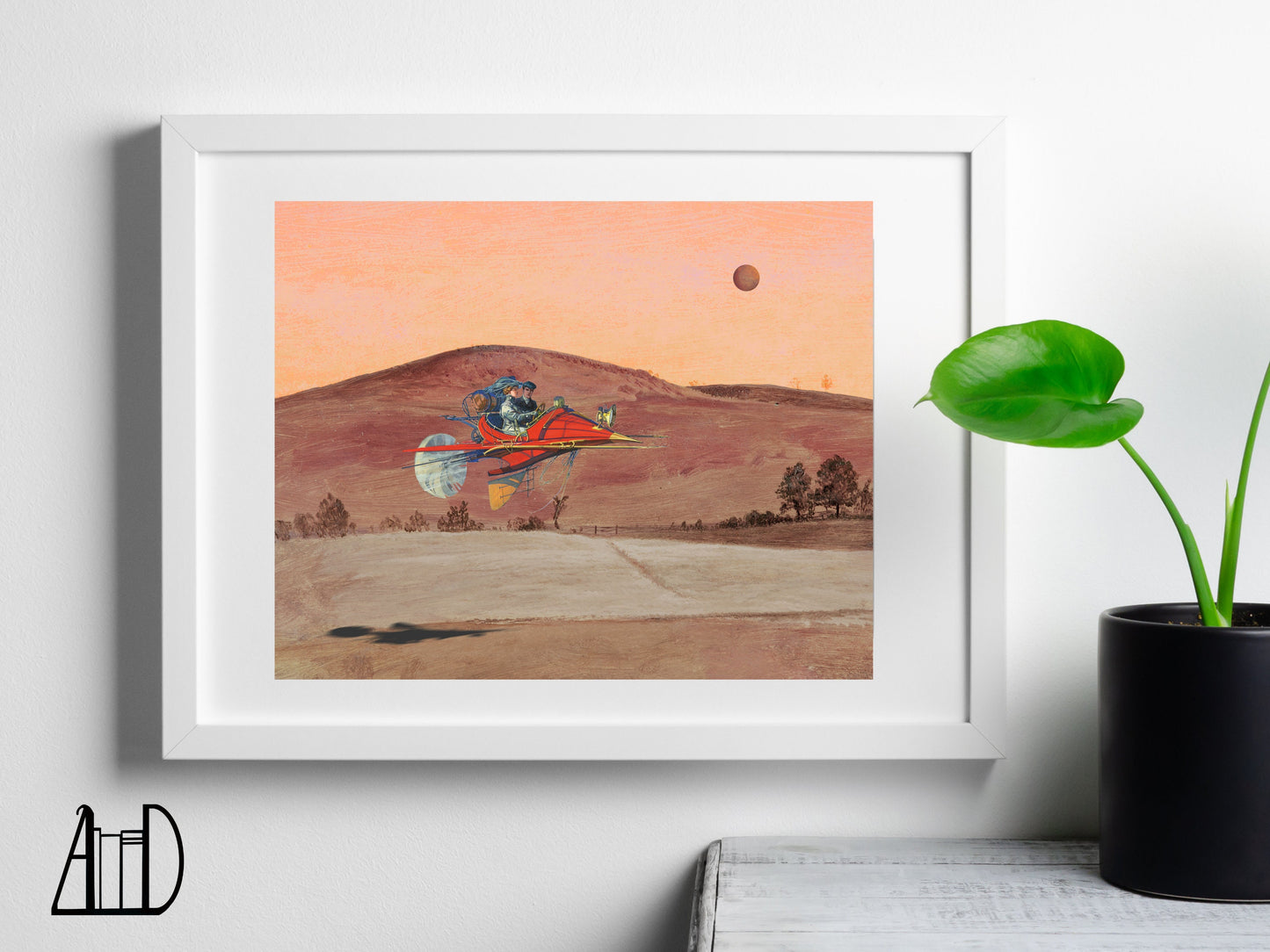 Steampunk Art Print, Fantasy Retrofuturism Wall Art, Victorian Desert Sci-Fi Print, Quirky Home Decor