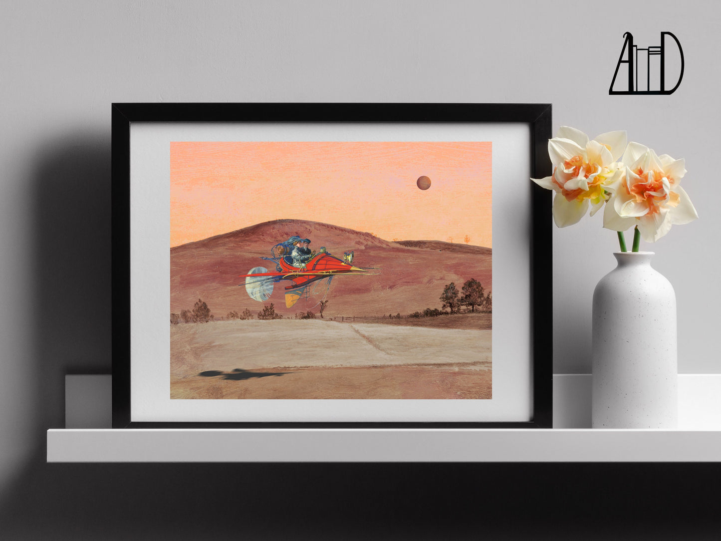 Steampunk Art Print, Fantasy Retrofuturism Wall Art, Victorian Desert Sci-Fi Print, Quirky Home Decor