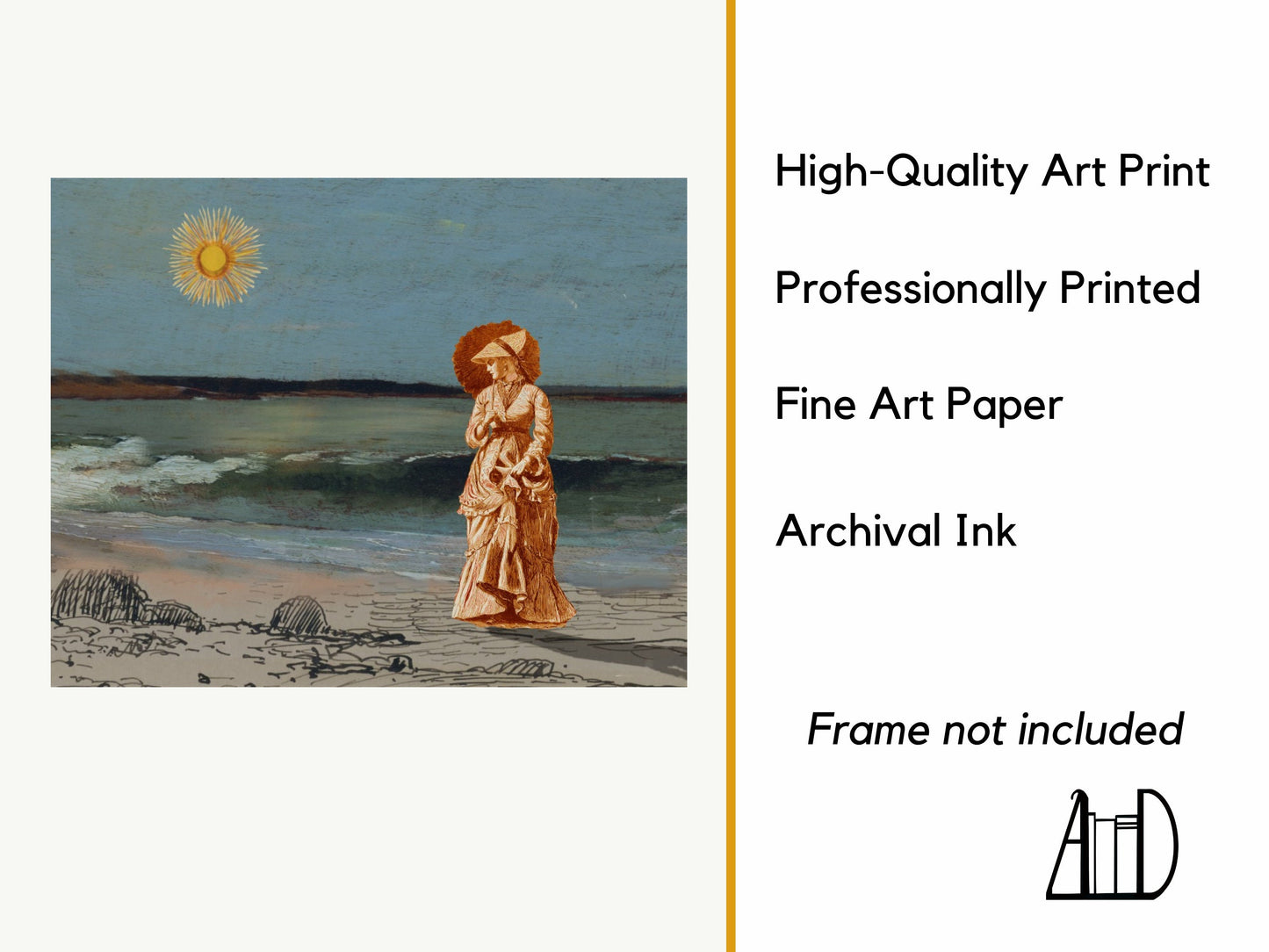 Seascape Beachy Collage Art Print, Victorian Beach Ocean Scene Poster, Unique Muted Collage Landscape Wall Decor 8x10 Physical Print