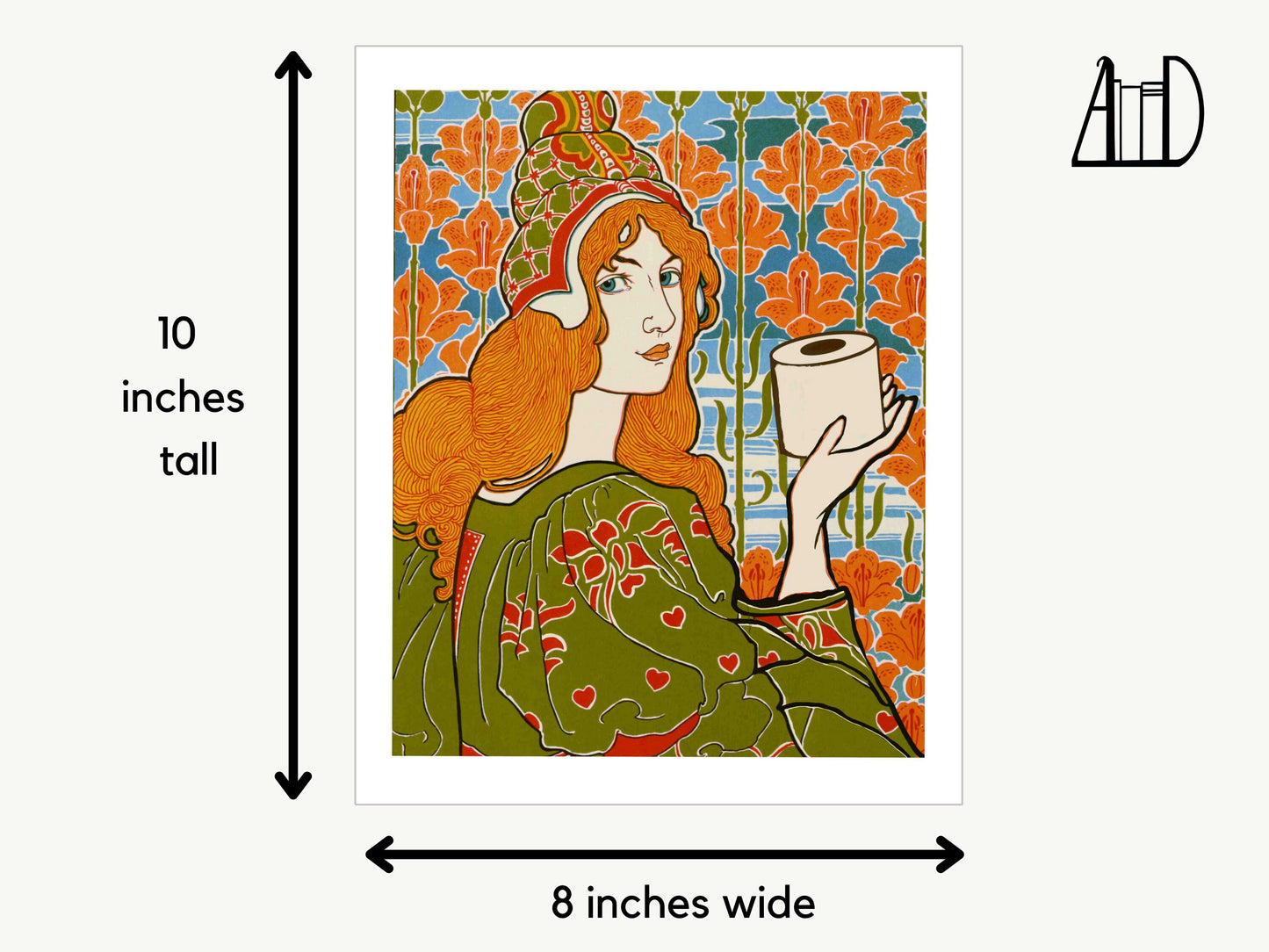 Nouveau Bathroom Toilet Paper Fairy Art Print, Renaissance Redhead Woman Art