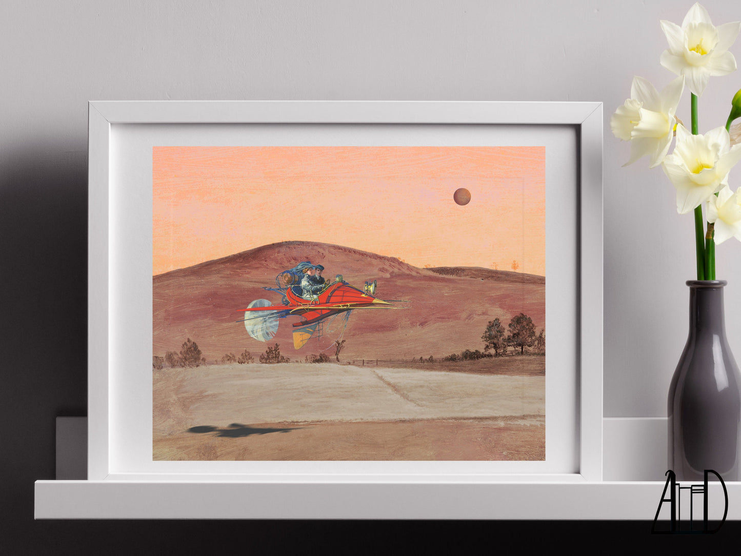 Steampunk Art Print, Fantasy Retrofuturism Wall Art, Victorian Desert Sci-Fi Print, Quirky Home Decor