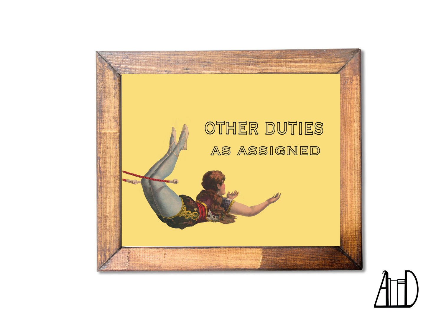 Office Humor Work Wall Art, Funny Office Sign, Other Duties As Assigned, Vintage Acrobat