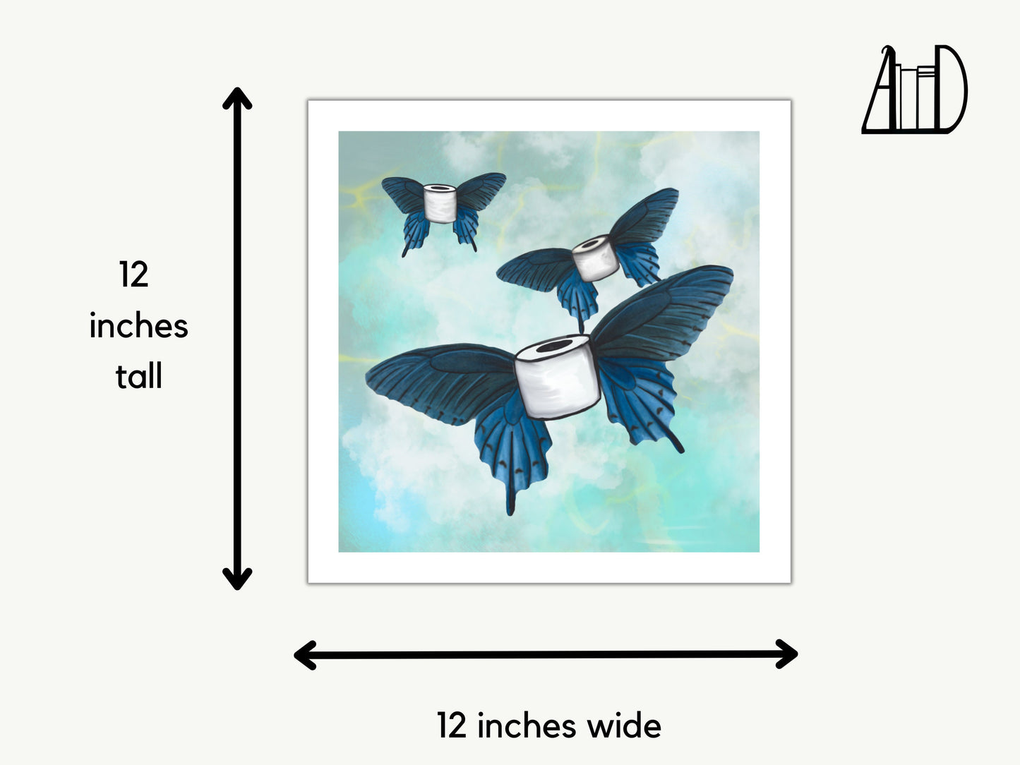 Blue Butterfly Bathroom Wall Art Print