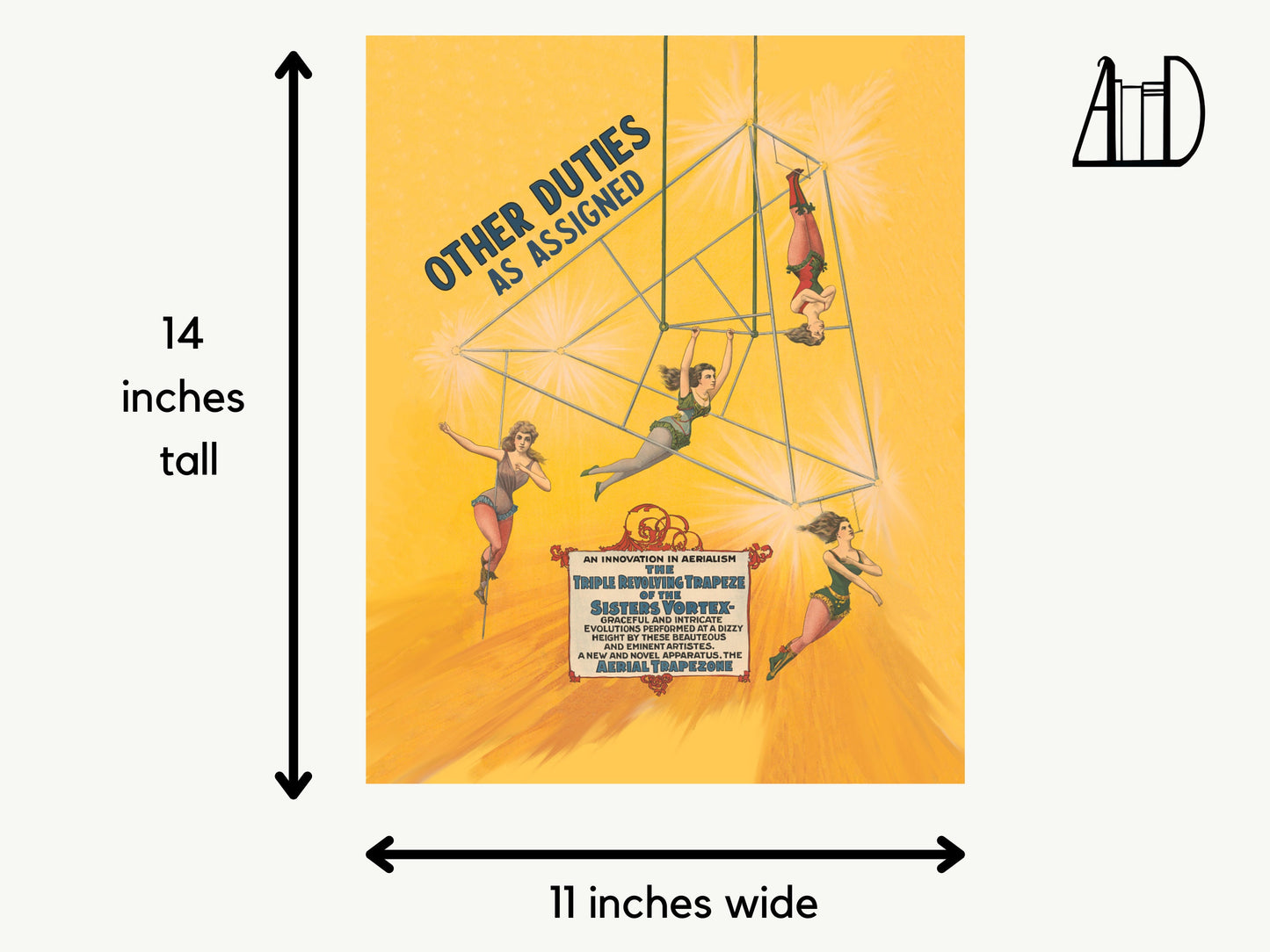 Work Humor Office Wall Art Print: Other Duties As Assigned, Vintage Acrobats