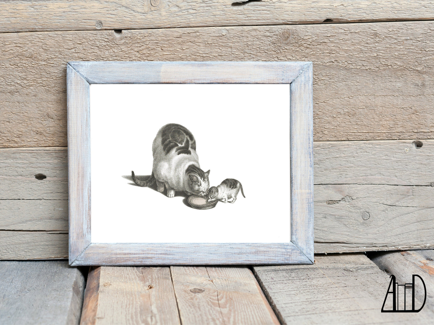 Vintage Tabby Cat Wall Art Print
