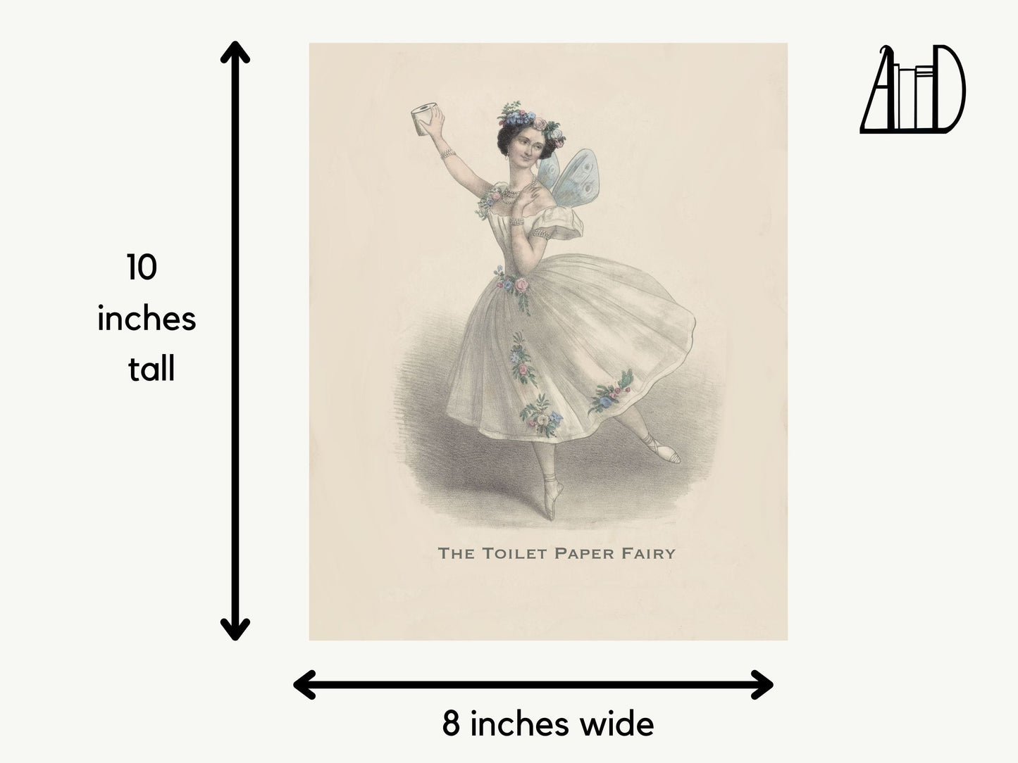 Ballerina Toilet Paper Fairy Bathroom Art Print, Powder Room Vintage Ballet Wall Decor, Funny Guest Bath Poster, Quirky Mother's Day Gift