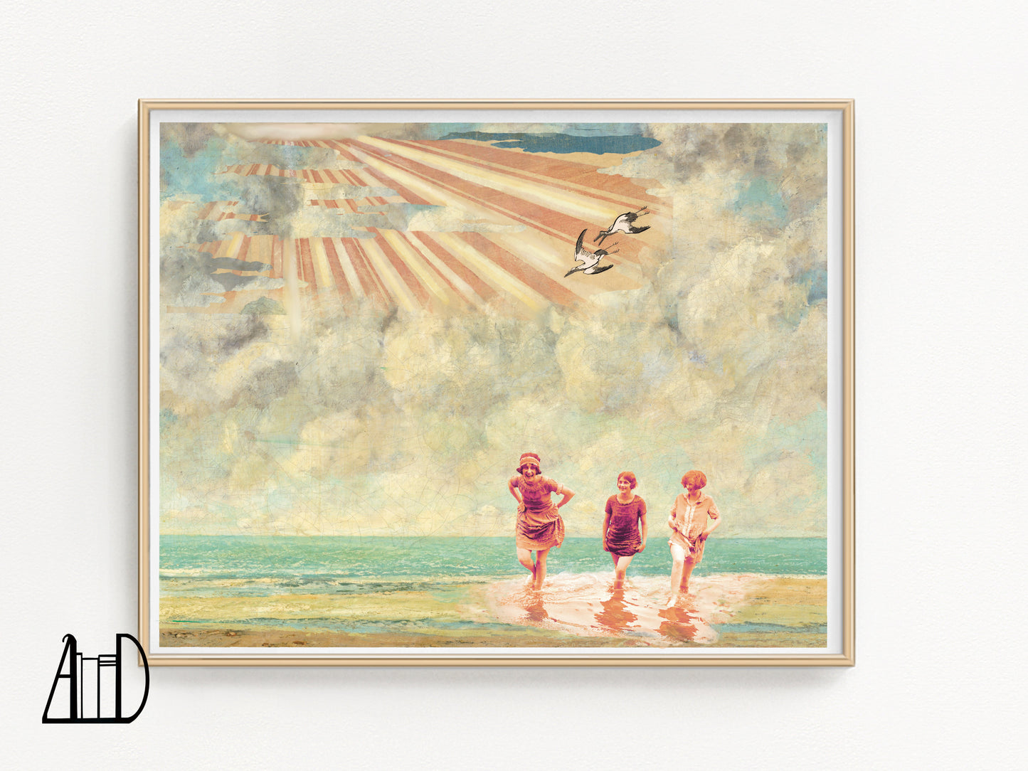 Coastal Beach Vintage Collage Art Print