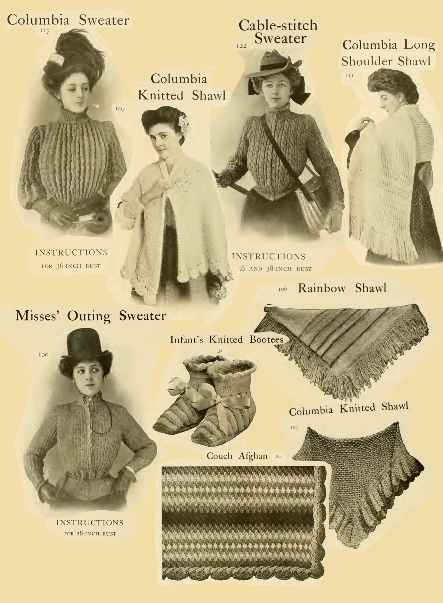 Vintage 1900s Knitting Crochet Pattern Book: Edwardian Victorian Handiwork (Digital Download)