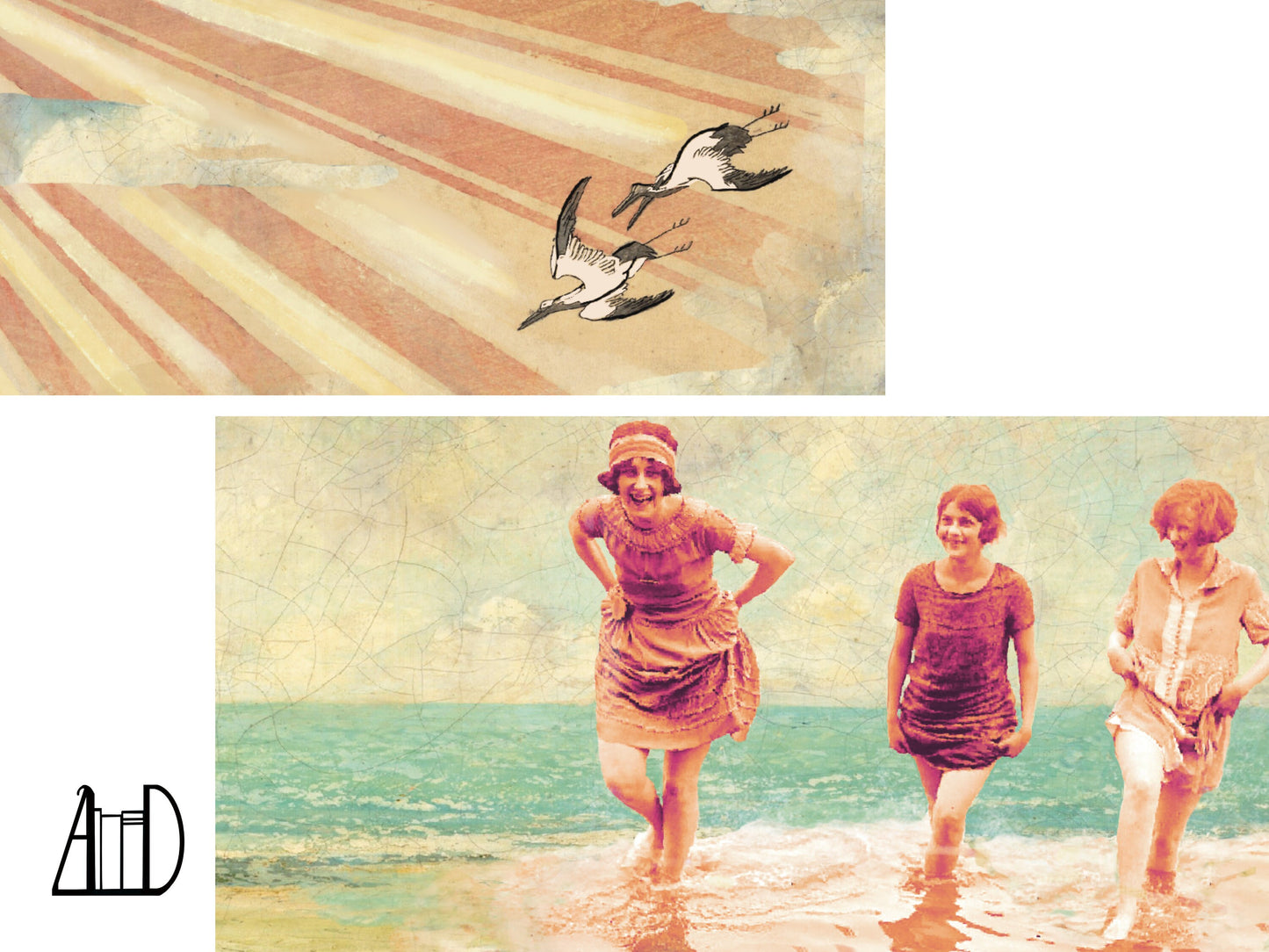 Coastal Beach Vintage Collage Art Print