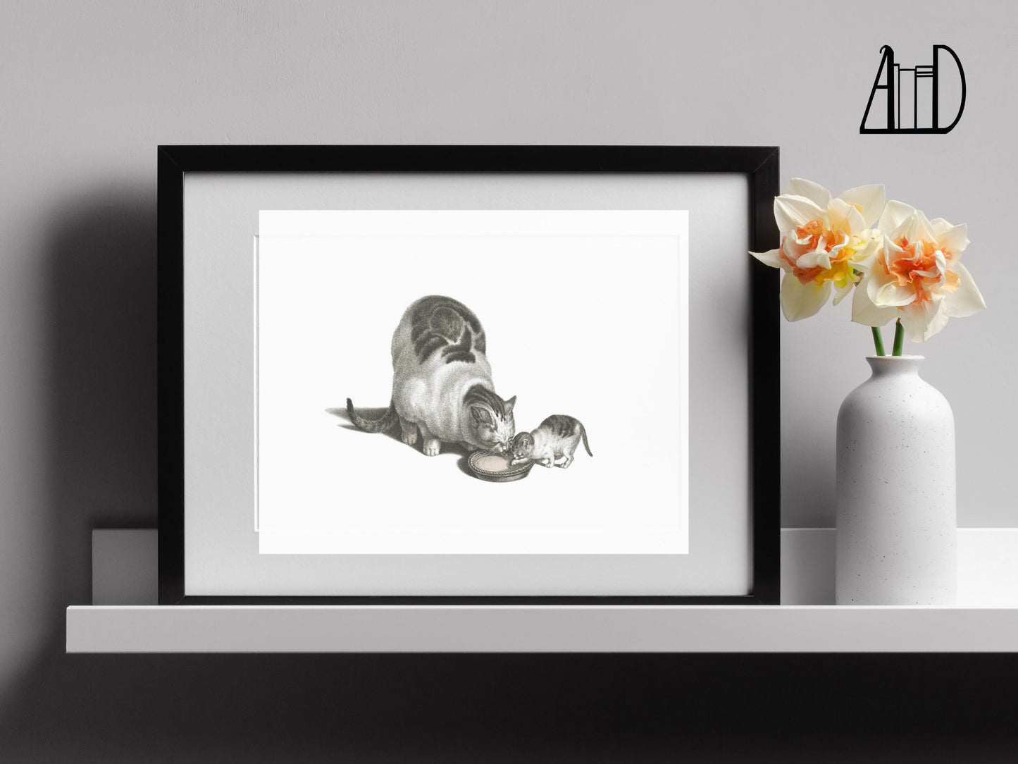 Vintage Tabby Cat Wall Art Print