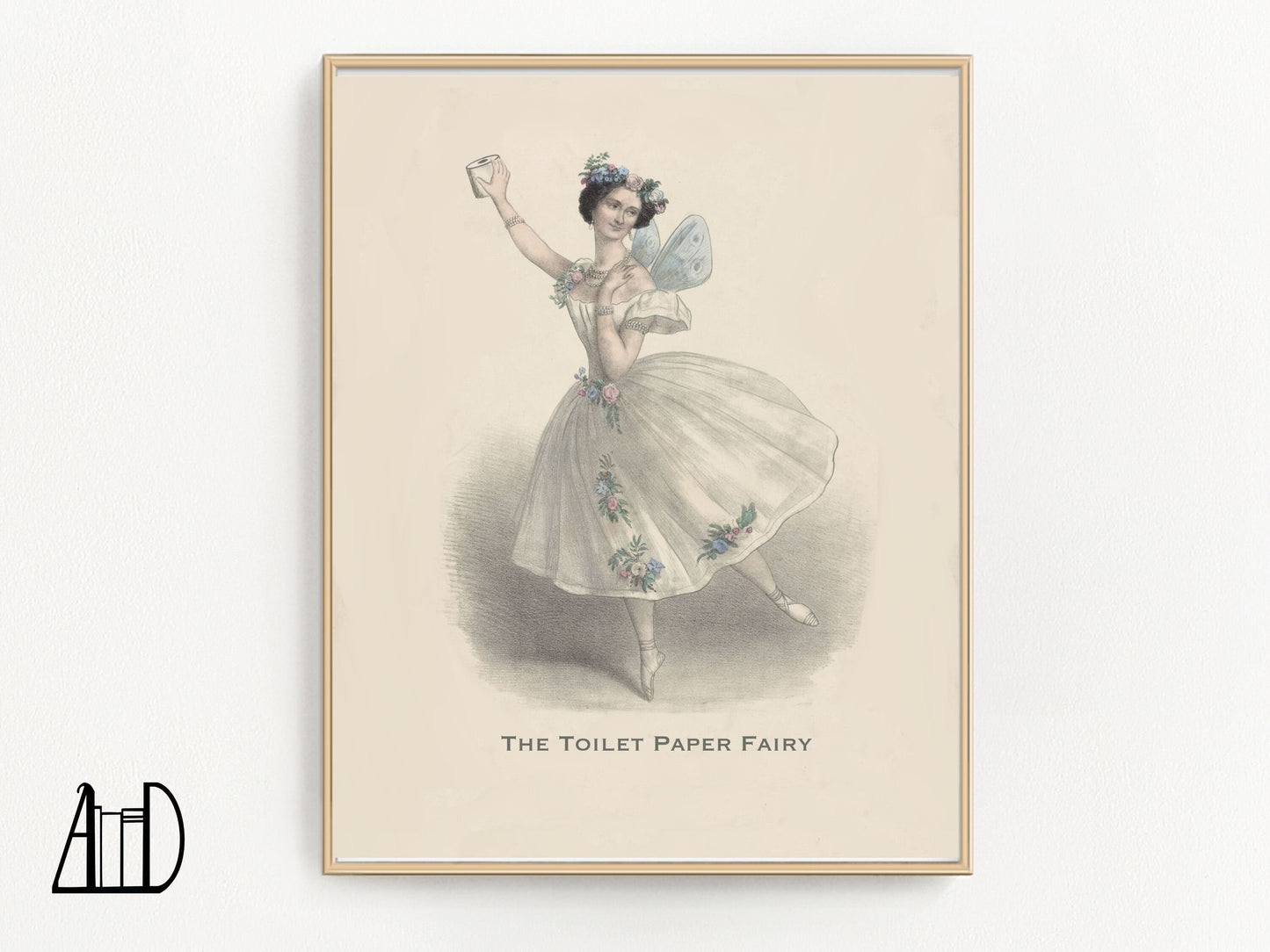 Ballerina Toilet Paper Fairy Bathroom Art Print, Powder Room Vintage Ballet Wall Decor, Funny Guest Bath Poster, Quirky Mother's Day Gift