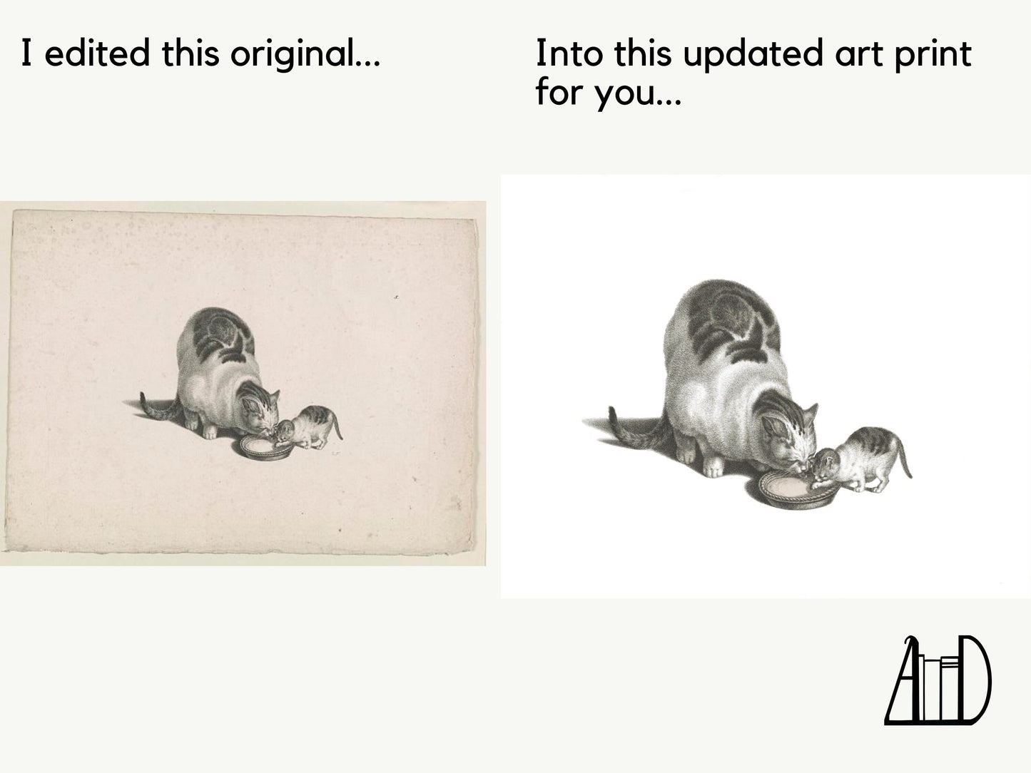 Vintage Tabby Cat Wall Art Print
