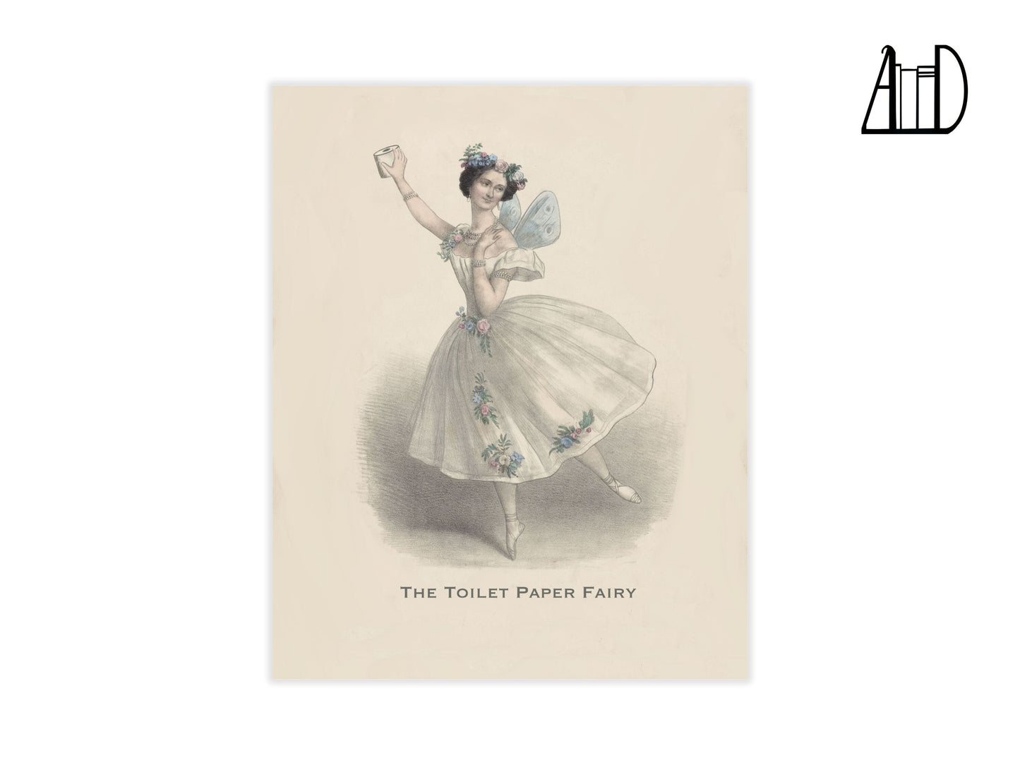 Ballerina Toilet Paper Fairy Bathroom Art Print, Powder Room Vintage Ballet Wall Decor, Funny Guest Bath Poster, Quirky Mother's Day Gift