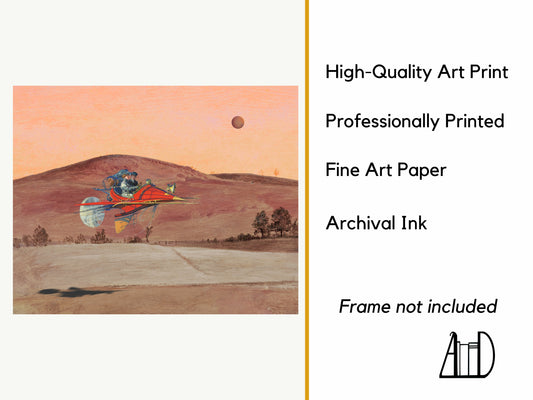 Steampunk Art Print, Fantasy Retrofuturism Wall Art, Victorian Desert Sci-Fi Print, Quirky Home Decor