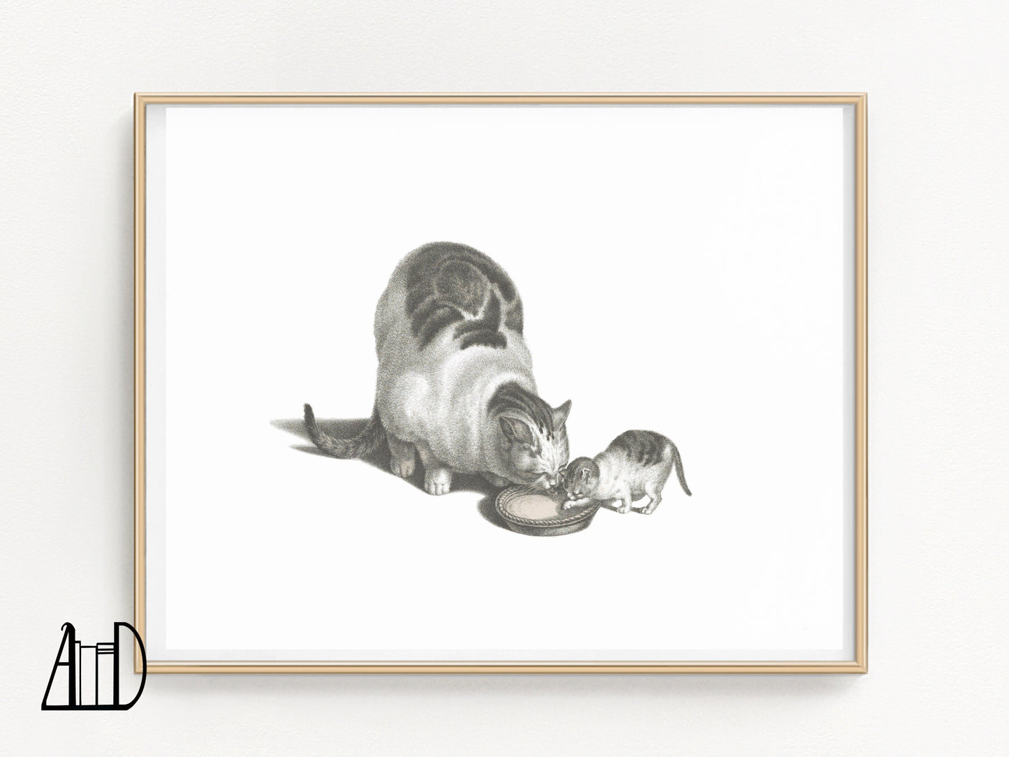 Vintage Tabby Cat Wall Art Print